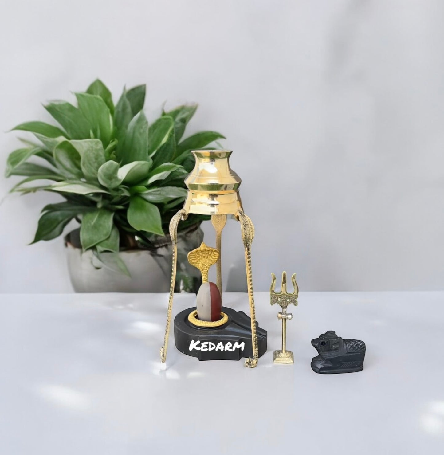 Ardhnareshwar 2inch Narmadeshwar Shivling with 4inch jalhari with full set (Nandi ji ,Nang ji ,Trishul , water stan )