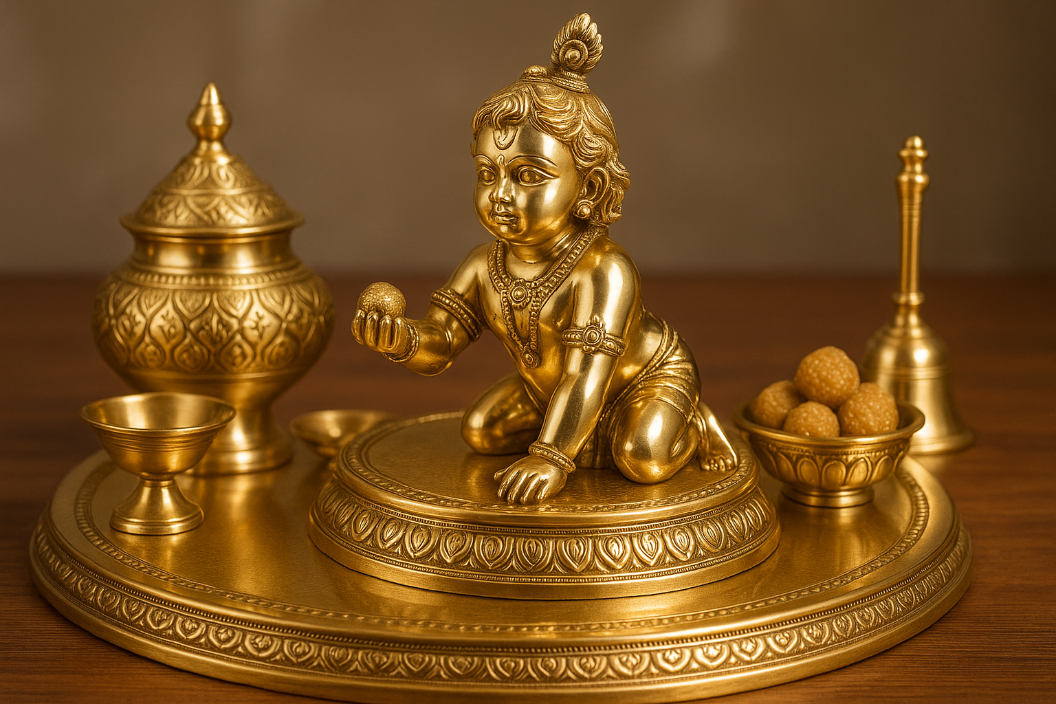 Premium Brass Laddu Gopal Set