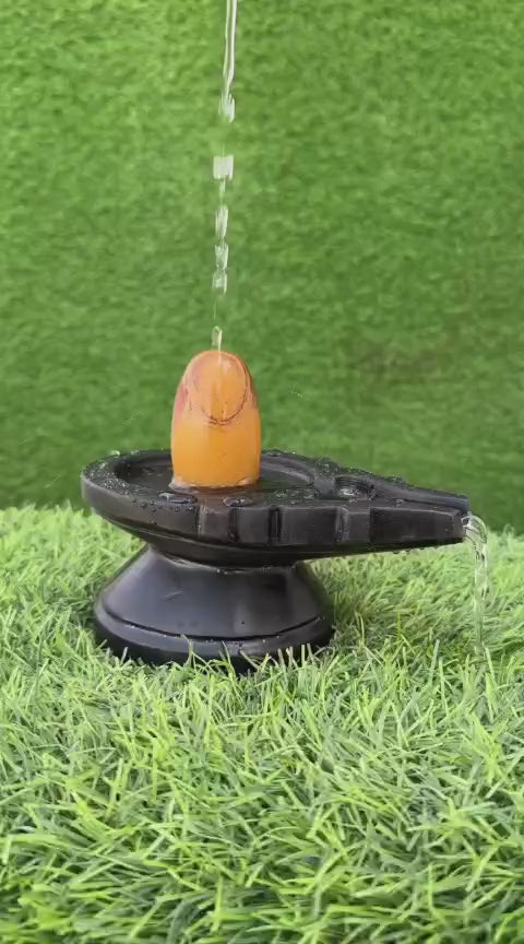 2inch Chandan color Narmadeshwar Shivling with 4inch Damru Shape jalhari